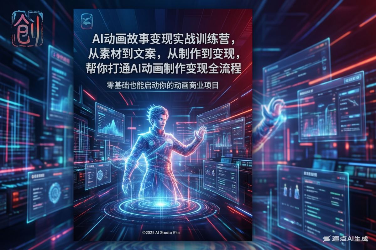 AI动画故事变现实战训练营,从素材到文案,从制作到变现,打通变现全流程