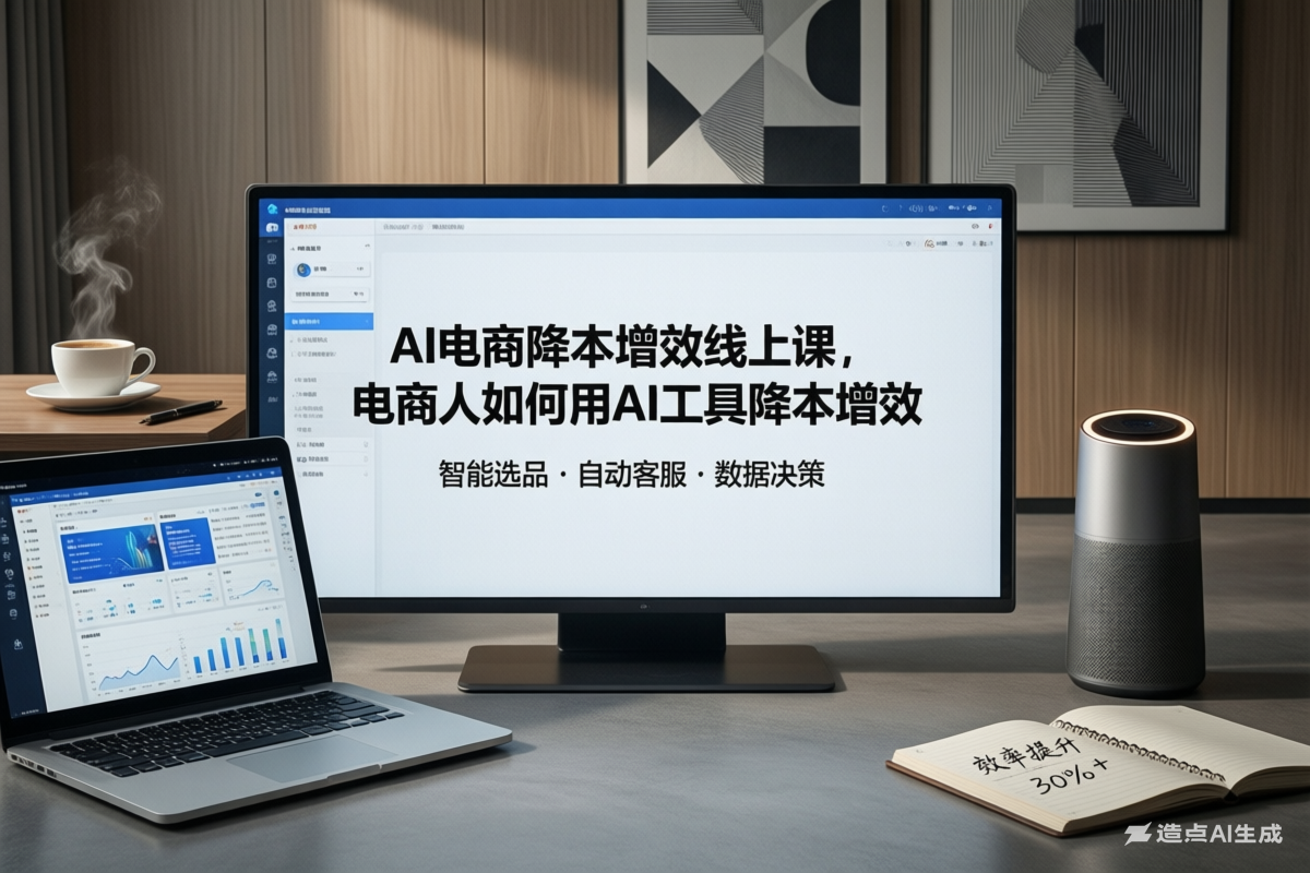 AI电商降本增效线上课,电商人如何用AI工具降本增效